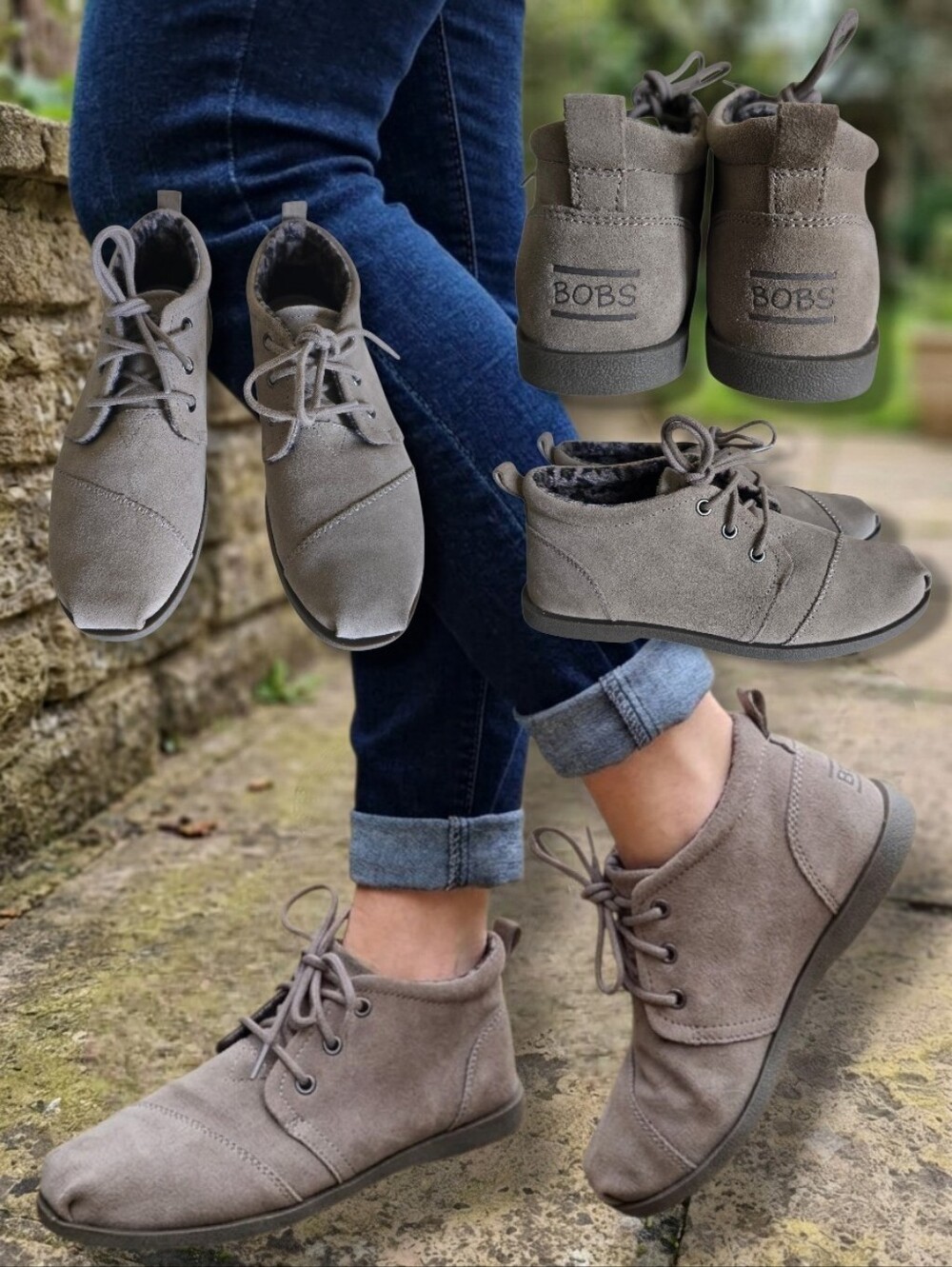 BOBS From Skechers Women's Chill Luxe Gray Suede Ankle Booties